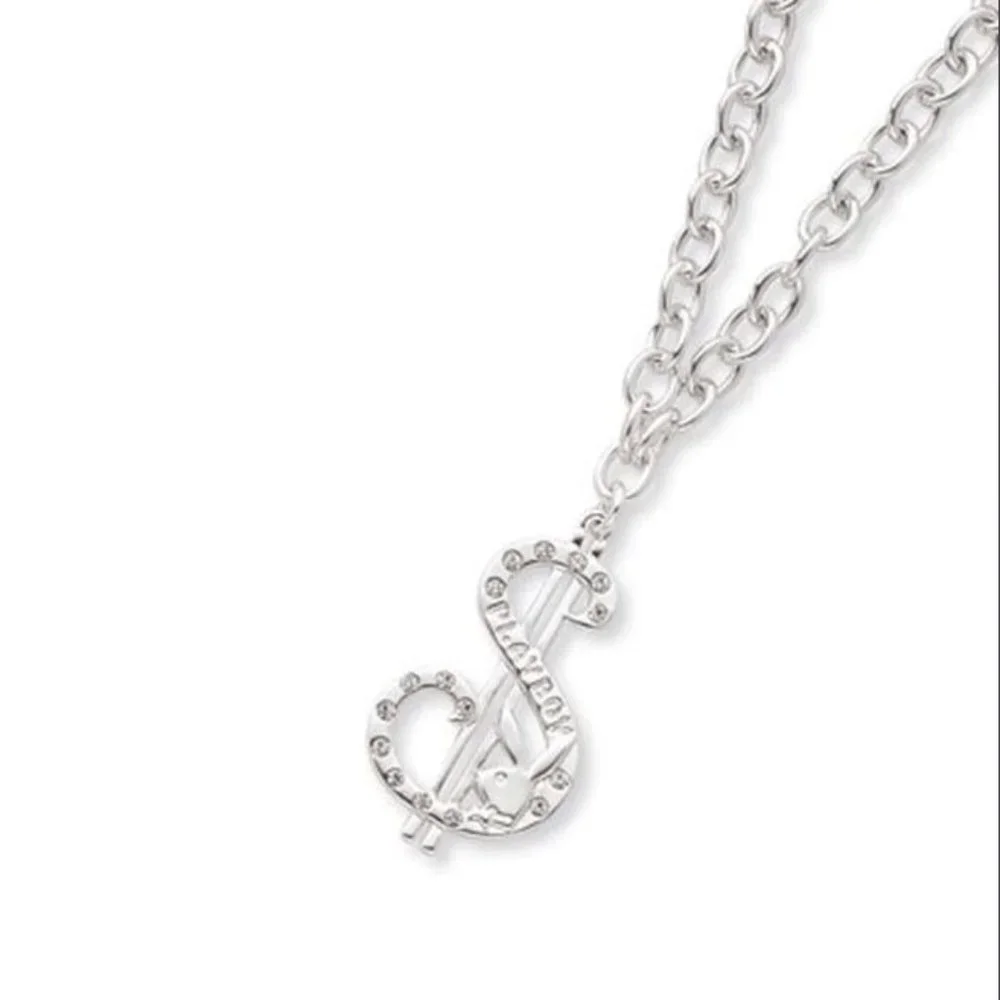 Playboy Necklace Dollar Sign Pendant Bunny Logo Crystal $ Cash Money Hip Hop y2k - Picture 10 of 12